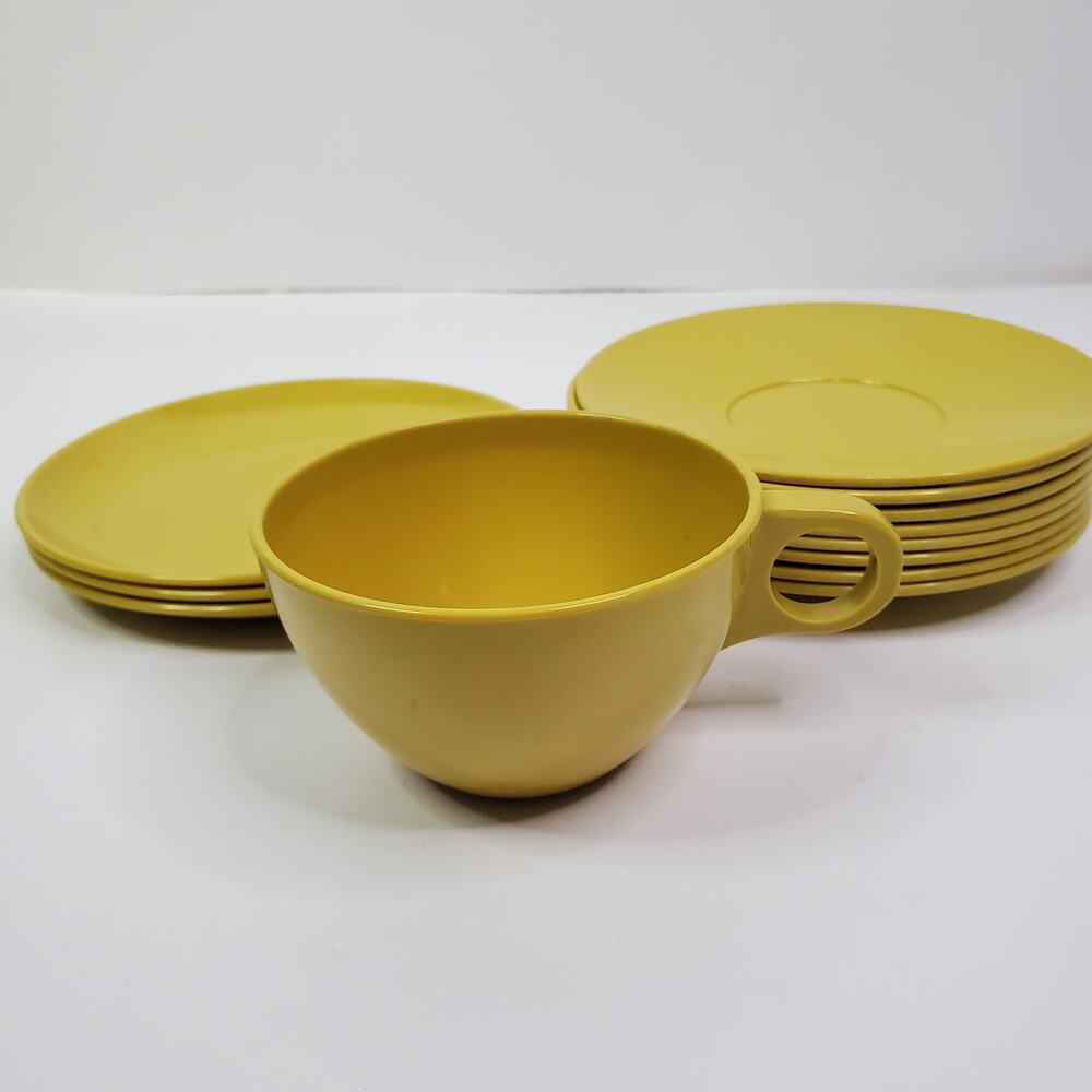 Vtg Melmac Harvest Gold Dishes Lot of 12 Melamine Bowls Platters 1 cup